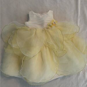 Holiday pageant tulle dress 18 month baby girl yellow white Easter flower
